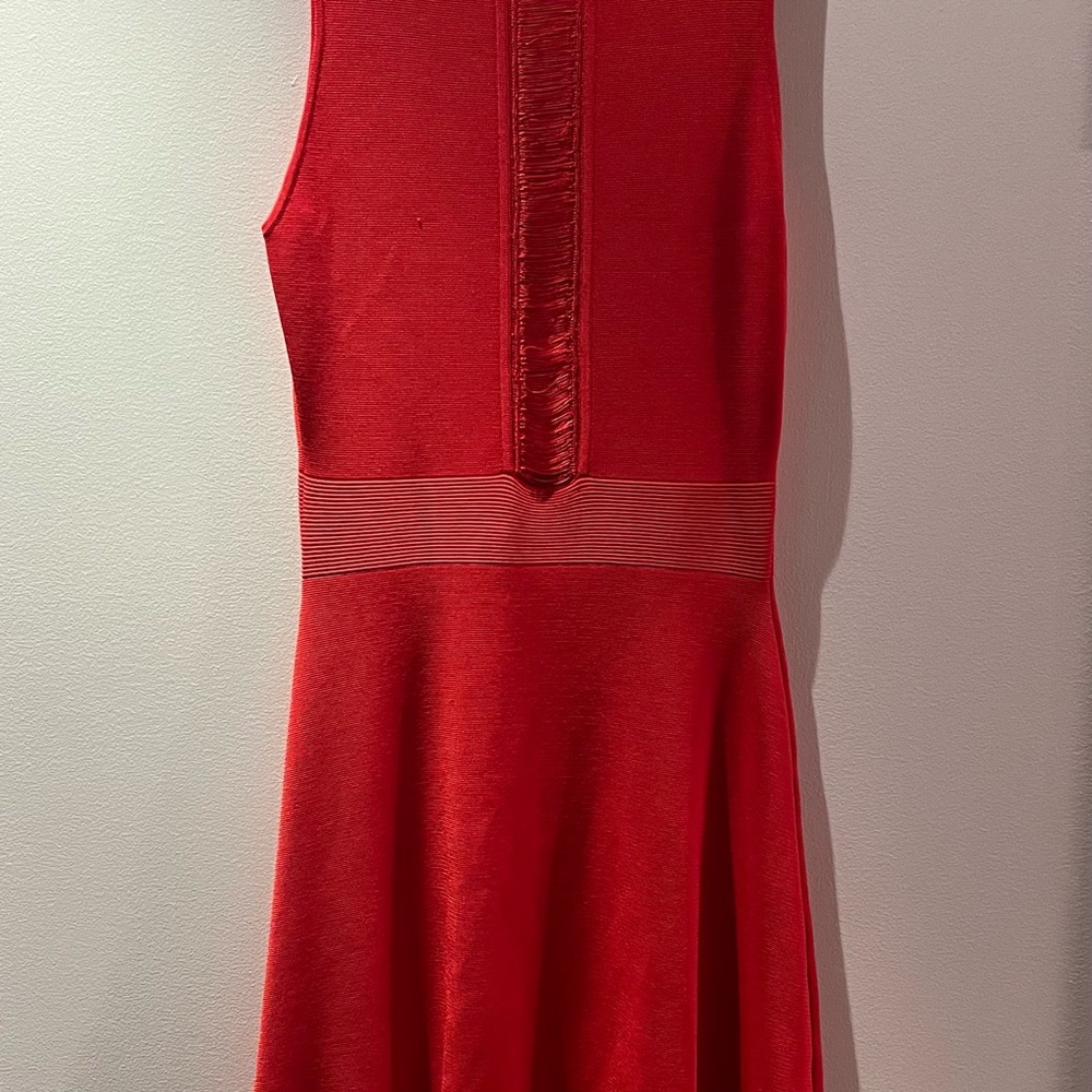 Sandro Red A-Line Mock Neck Cocktail Dress